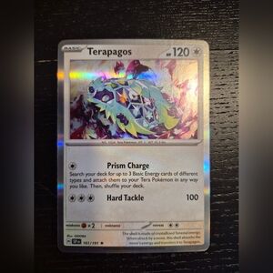 Pokemon Terapagos Holo Card - White, Blue, Purple Accents